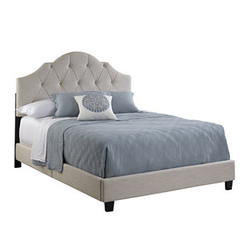 All-In-One Scalloped Tufted Upholstered King Bed