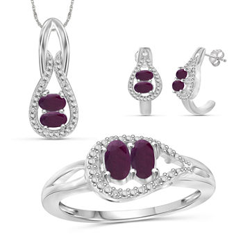 Diamond Accent Lead Glass-Filled Red Ruby Sterling Silver 3-pc. Jewelry Set