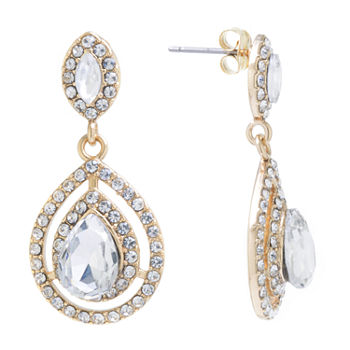 Sparkle Allure Brass Crystal Drop Earrings