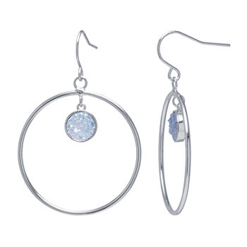 Sparkle Allure Drusy Pure Silver Over Brass Drop Earrings