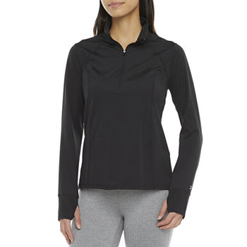 Xersion Womens High Neck Long Sleeve Quarter-Zip Pullover