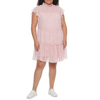 Melonie T Short Sleeve Babydoll Dress Plus
