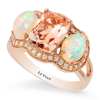 LIMITED QUANTITIES! Le Vian Grand Sample Sale™ Ring featuring Peach Morganite™, Neopolitan Opal™, Vanilla Diamonds® set in 14K Strawberry Gold®