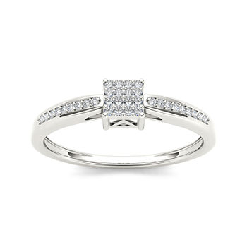 1/10 CT T.W. Diamond 10K White Gold Engagement Ring