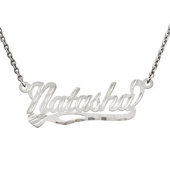Personalized 10x31mm Diamond-Cut Scroll Name Necklace