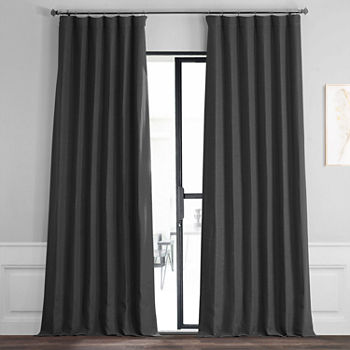 Exclusive Fabrics & Furnishing Bellino Textured Blackout Rod Pocket Back Tab Single Curtain Panel