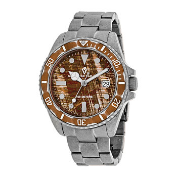Christian Van Sant Montego Mens Brown Dial and Silver-Tone Bracelet Watch