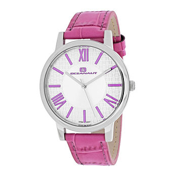 Oceanaut Moon Womens White Dial and Pink Leather Strap Watch