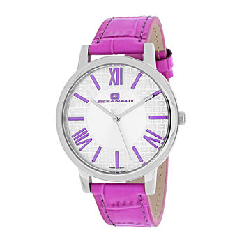 Oceanaut Moon Womens White Dial and Purple Leather Strap Watch