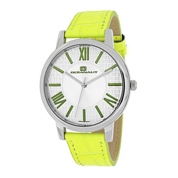 Oceanaut Womens White Dial and Green Leather Strap Watch