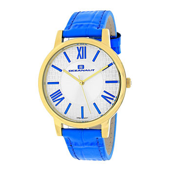 Oceanaut Womens White Dial and Blue Leather Strap Watch