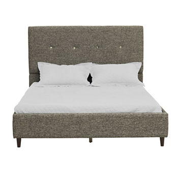 Gold Button Tufted Upholstered Bed