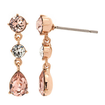 Sparkle Allure Crystal 14k Rose Gold Over Brass Drop Earrings
