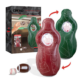 Black Series Inflatable 2-Sided Football and Baseball Toss Party Game, 58” Tall Target Set With 2 Balls and Repair Patch