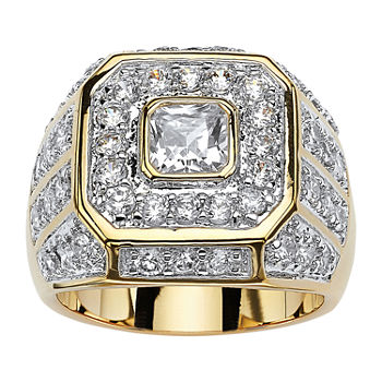 Mens 2 1/3 CT. T.W. White Cubic Zirconia 14K Gold Over Brass Fashion Ring