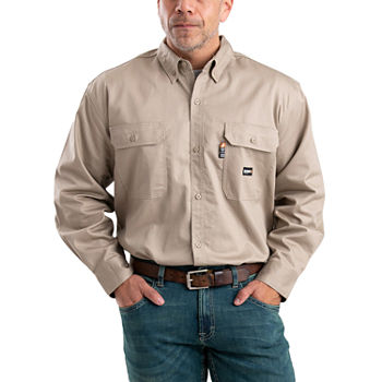 Berne Flame Resistant Big and Tall Mens Moisture Wicking Regular Fit Long Sleeve Button-Down Shirt