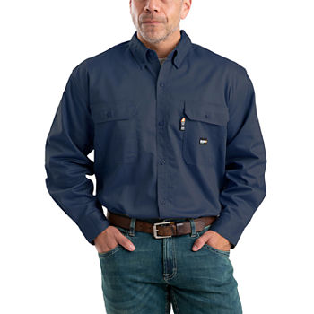 Berne Big and Tall Mens Moisture Wicking Regular Fit Crew Neck Long Sleeve Button-Down Shirt