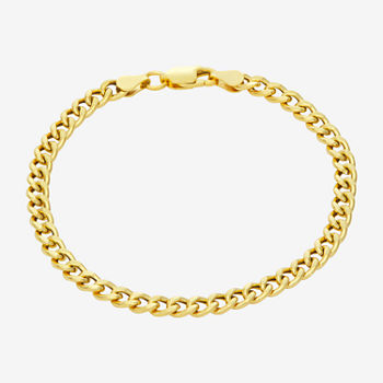 Made In Italy 14K Gold Over Silver Hollow Curb Ankle Bracelet