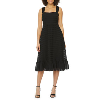 52seven Sleeveless Shadow Stripe Midi Fit + Flare Dress