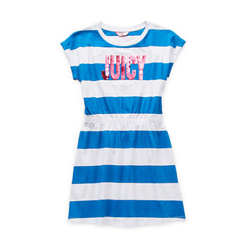 Juicy By Juicy Couture Little & Big Girls Short Sleeve Cap Sleeve Striped T-Shirt Dress