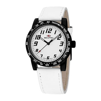 Seapro Bold Womens White Leather Strap Watch