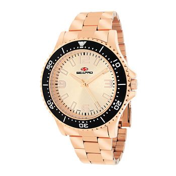 Seapro Tideway Mens Rose-Tone Dial Rose-Tone Stainless Steel Bracelet Watch