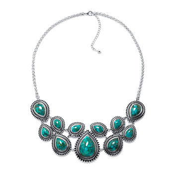 Enhanced Turquoise Sterling Silver Bib Necklace