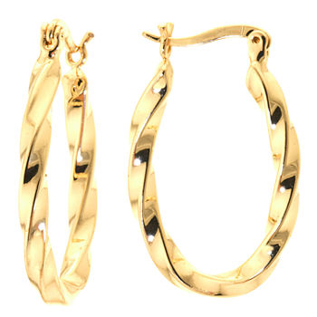 Silver Reflections 24K Gold Over Brass Hoop Earrings