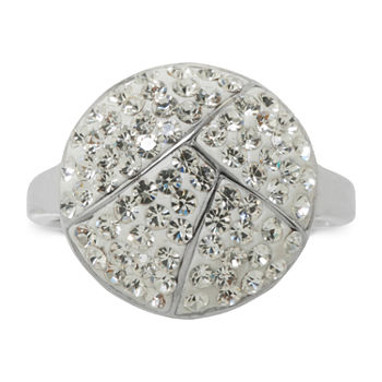 Sparkle Allure Pure Silver Over Brass Crystal Cocktail Ring