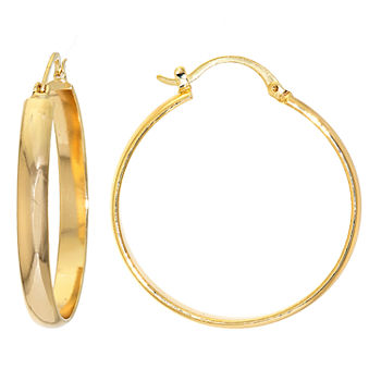 Silver Reflections 24Kt Gold Over Brass 40MM High Polished Hoop Earrings