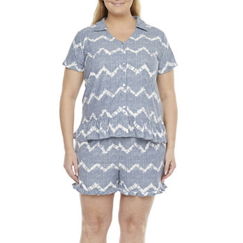 Jaclyn Womens Plus Short Sleeve 2-pc. Shorts Pajama Set