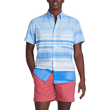 IZOD Mens Cooling Athletic Fit Short Sleeve Striped Button-Down Shirt