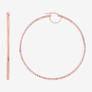 Made in Italy 10K Rose Gold 60mm Round Hoop Earrings