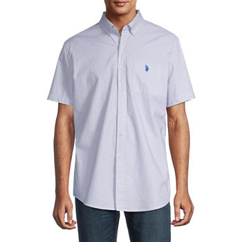 U.S. Polo Assn. Mens Classic Fit Short Sleeve Geometric Button-Down Shirt