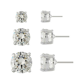 Monet® 3-pr. Cubic Zirconia and Silver-Tone Earring Set