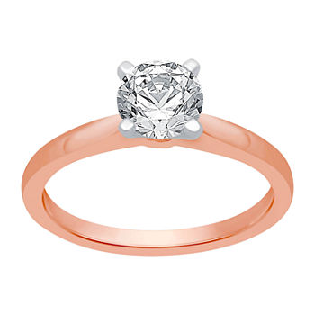 Ever Star Womens 1 CT. T.W. Lab Grown White Diamond 10K Rose Gold Round Solitaire Engagement Ring