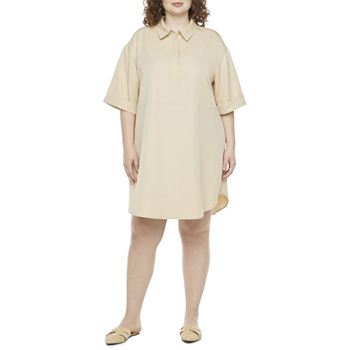 Worthington Plus 3/4 Sleeve Shirt Dress
