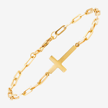 Made in Italy 14K Gold 7 Inch Paperclip Cross Link Bracelet