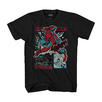 Mens Crew Neck Short Sleeve Spiderman T-Shirt