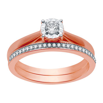 I Said Yes Womens 1/4 CT. T.W. Lab Grown White Diamond 14K Rose Gold Over Silver Sterling Silver Round Bridal Set