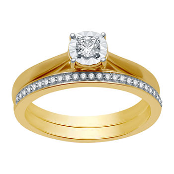 I Said Yes Womens 1/4 CT. T.W. Lab Grown White Diamond 14K Gold Over Silver Sterling Silver Round Bridal Set
