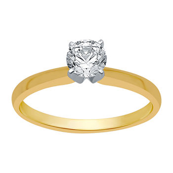 Ever Star Womens 1/2 CT. T.W. Lab Grown White Diamond 10K Gold Round Solitaire Engagement Ring