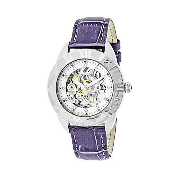 Empress Unisex Adult Purple Leather Strap Watch Empem1105