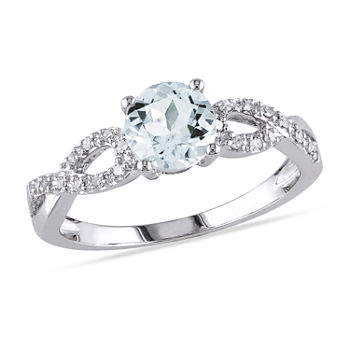 Womens 1/10 CT. T.W. Genuine Blue Aquamarine 10K White Gold Infinity Engagement Ring