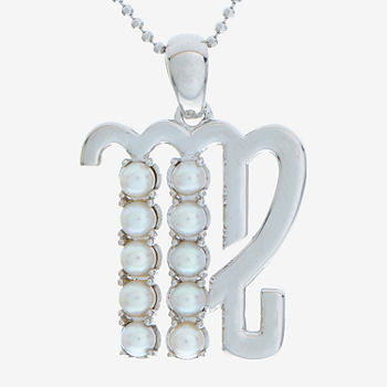 Taurus Zodiac Cultured Freshwater Pearl Sterling Silver Pendant Necklace