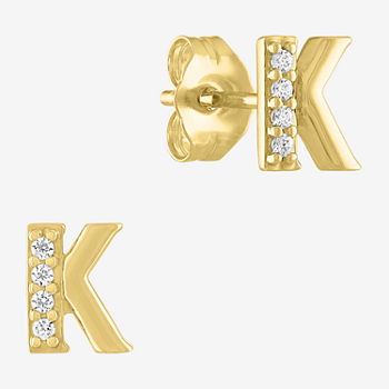 Diamond Addiction Intial "K" Diamond Accent Lab Grown White Diamond 10K Gold Stud Earrings