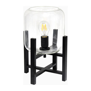 Black Wood Mounted Lamp With Clear Glass Glass Table Lamp