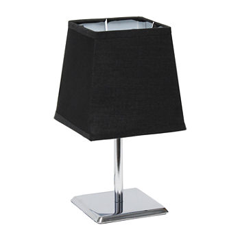 Mini Chrome With Squared Shade Metal Table Lamp