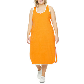 Juicy By Juicy Couture Towel Terry Sleeveless Midi T-Shirt Dress Plus