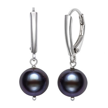Limited Time Special!! Black Cultured Freshwater Pearl Sterling Silver Drop Earrings